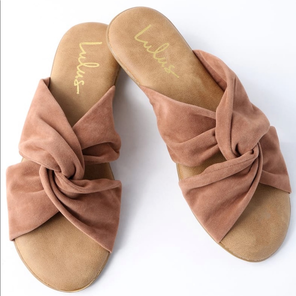 Lulus Santana Camel Suede Slide Sandals women’s size 11